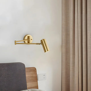 Adjustable Cylinder Bedside Gold Swing Arm Wall Sconce Zawala Image - 14