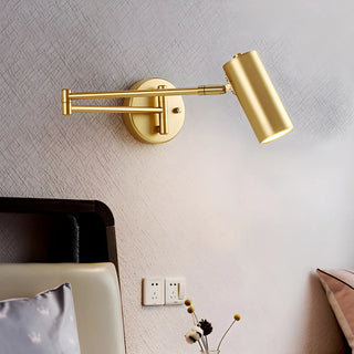 Adjustable Cylinder Bedside Gold Swing Arm Wall Sconce Zawala Image - 15
