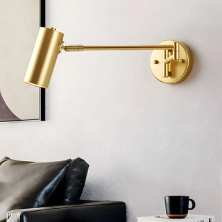 Adjustable Cylinder Bedside Gold Swing Arm Wall Sconce Zawala Image - 16