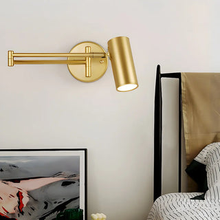 Adjustable Cylinder Bedside Gold Swing Arm Wall Sconce Zawala Image - 17