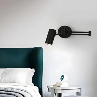 Adjustable Cylinder Bedside Gold Swing Arm Wall Sconce Zawala Image - 2