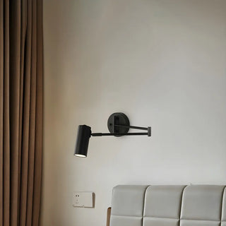 Adjustable Cylinder Bedside Gold Swing Arm Wall Sconce Zawala Image - 3