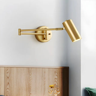 Adjustable Cylinder Bedside Gold Swing Arm Wall Sconce Zawala Image - 7