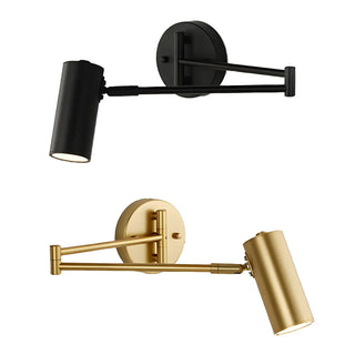 Adjustable Cylinder Bedside Gold Swing Arm Wall Sconce Zawala Image - 9