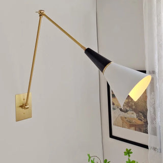 Adjustable Gold Cone Swing Arm LED Wall Sconce Zawala Image - 1