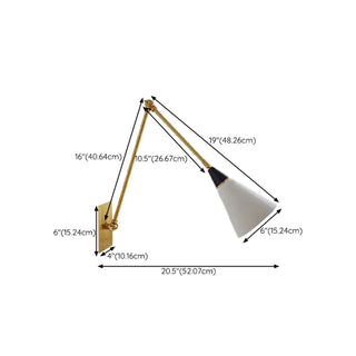 Adjustable Gold Cone Swing Arm LED Wall Sconce Zawala Image - 18
