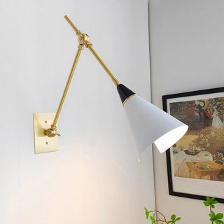 Adjustable Gold Cone Swing Arm LED Wall Sconce Zawala Image - 2