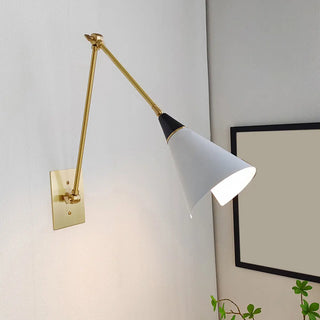 Adjustable Gold Cone Swing Arm LED Wall Sconce Zawala Image - 4