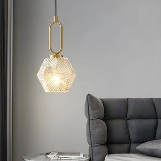 ZOWALA - Modern Bedroom Gold Geometric Glass Pendant Light Image - 1