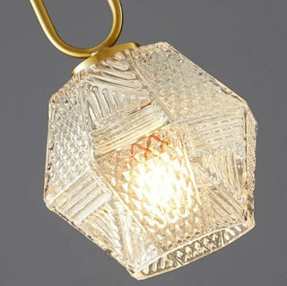 ZOWALA - Modern Bedroom Gold Geometric Glass Pendant Light Image - 11