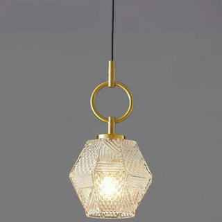 ZOWALA - Modern Bedroom Gold Geometric Glass Pendant Light Image - 13
