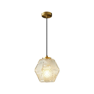 ZOWALA - Modern Bedroom Gold Geometric Glass Pendant Light Image - 14