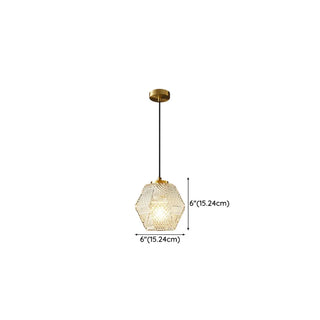 ZOWALA - Modern Bedroom Gold Geometric Glass Pendant Light #size