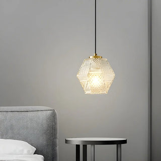 ZOWALA - Modern Bedroom Gold Geometric Glass Pendant Light Image - 2