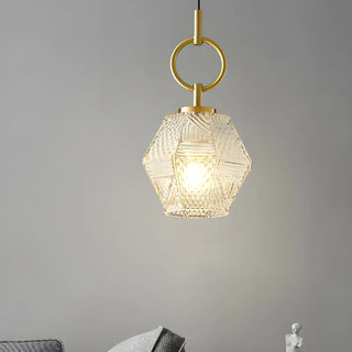 ZOWALA - Modern Bedroom Gold Geometric Glass Pendant Light Image - 4