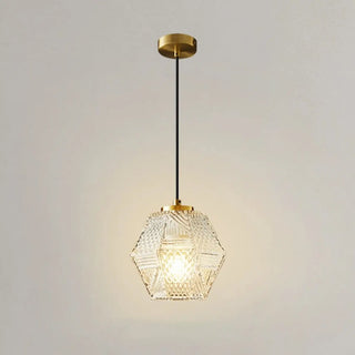 ZOWALA - Modern Bedroom Gold Geometric Glass Pendant Light Image - 5