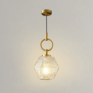ZOWALA - Modern Bedroom Gold Geometric Glass Pendant Light Image - 6