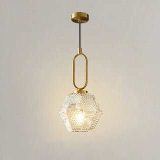 ZOWALA - Modern Bedroom Gold Geometric Glass Pendant Light Image - 7