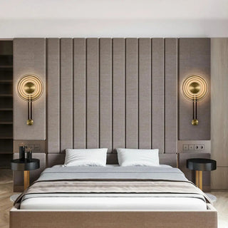 Modern Tiered Ring Design Gold Bedside Wall Sconce Zawala Image - 2