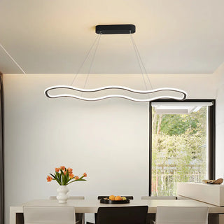 ZOWALA - Gold Wave Rectangular Acrylic LED Island Chandelier Image - 17