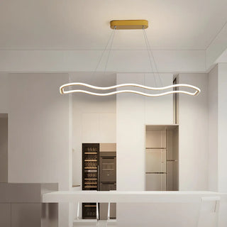 ZOWALA - Gold Wave Rectangular Acrylic LED Island Chandelier Image - 18