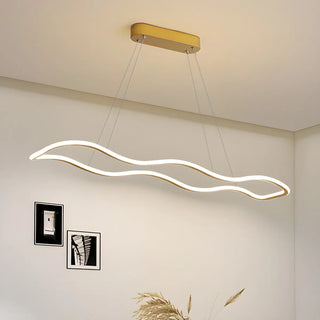 ZOWALA - Gold Wave Rectangular Acrylic LED Island Chandelier Image - 2