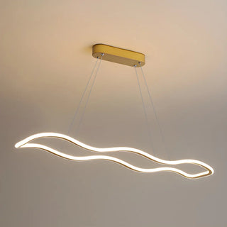 ZOWALA - Gold Wave Rectangular Acrylic LED Island Chandelier Image - 6