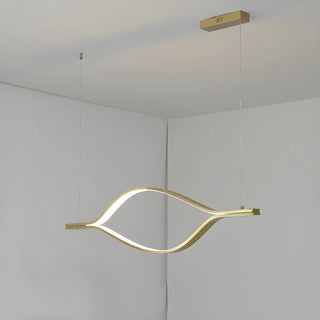 ZOWALA - Gold Wave Linear Acrylic LED Remote Island Chandelier Image - 10