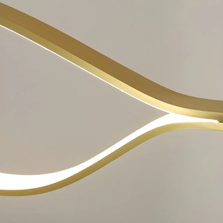 ZOWALA - Gold Wave Linear Acrylic LED Remote Island Chandelier Image - 11