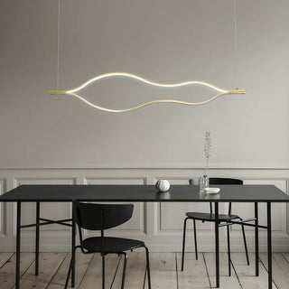 ZOWALA - Gold Wave Linear Acrylic LED Remote Island Chandelier Image - 13