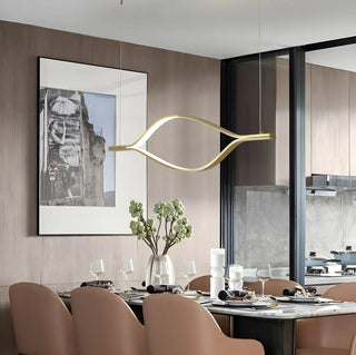 ZOWALA - Gold Wave Linear Acrylic LED Remote Island Chandelier Image - 14