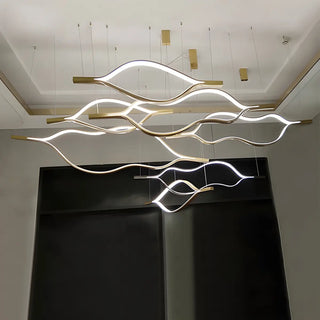 ZOWALA - Gold Wave Linear Acrylic LED Remote Island Chandelier Image - 16
