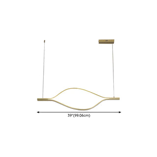 ZOWALA - Gold Wave Linear Acrylic LED Remote Island Chandelier #size