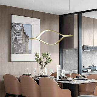 ZOWALA - Gold Wave Linear Acrylic LED Remote Island Chandelier Image - 2