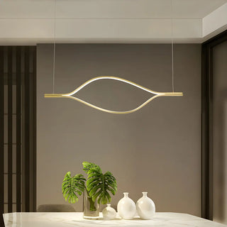 ZOWALA - Gold Wave Linear Acrylic LED Remote Island Chandelier Image - 4