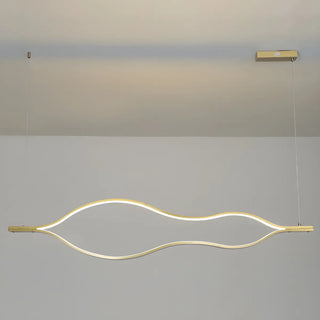 ZOWALA - Gold Wave Linear Acrylic LED Remote Island Chandelier Image - 8