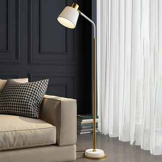 Modern Gold and White Finish Barrel Metal Floor Lamp Zawala Image - 1