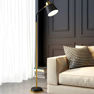 Modern Gold and White Finish Barrel Metal Floor Lamp Zawala Image - 2