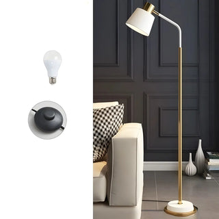 Modern Gold and White Finish Barrel Metal Floor Lamp Zawala Image - 3