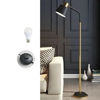 Modern Gold and White Finish Barrel Metal Floor Lamp Zawala Image - 4