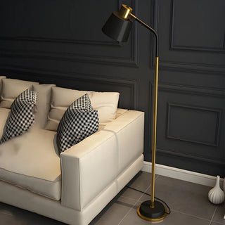 Modern Gold and White Finish Barrel Metal Floor Lamp Zawala Image - 5