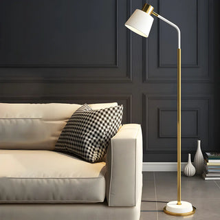 Modern Gold and White Finish Barrel Metal Floor Lamp Zawala Image - 6