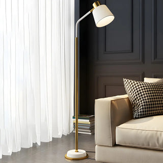 Modern Gold and White Finish Barrel Metal Floor Lamp Zawala Image - 7