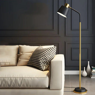 Modern Gold and White Finish Barrel Metal Floor Lamp Zawala Image - 8