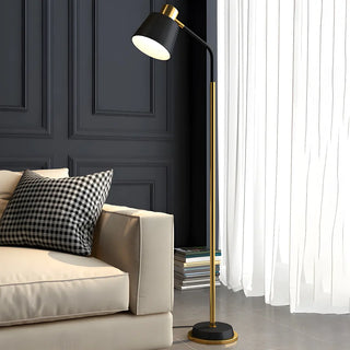 Modern Gold and White Finish Barrel Metal Floor Lamp Zawala Image - 9