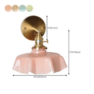 Yellow Scalloped Ceramic Shade Gold Arm Wall Sconce Zawala #size