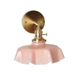 Yellow Scalloped Ceramic Shade Gold Arm Wall Sconce Zawala Image - 6