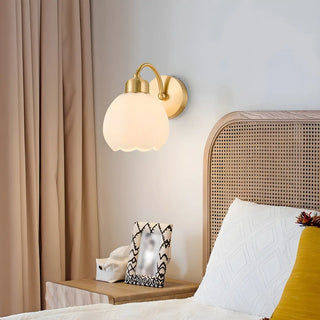 Exquisite Floral Glass Wall Light with Pull Chain Zawala Image - 1