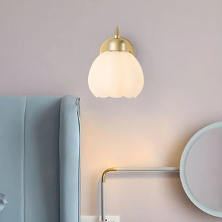 Exquisite Floral Glass Wall Light with Pull Chain Zawala Image - 3