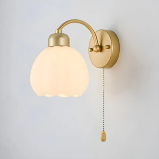 Exquisite Floral Glass Wall Light with Pull Chain Zawala Image - 7